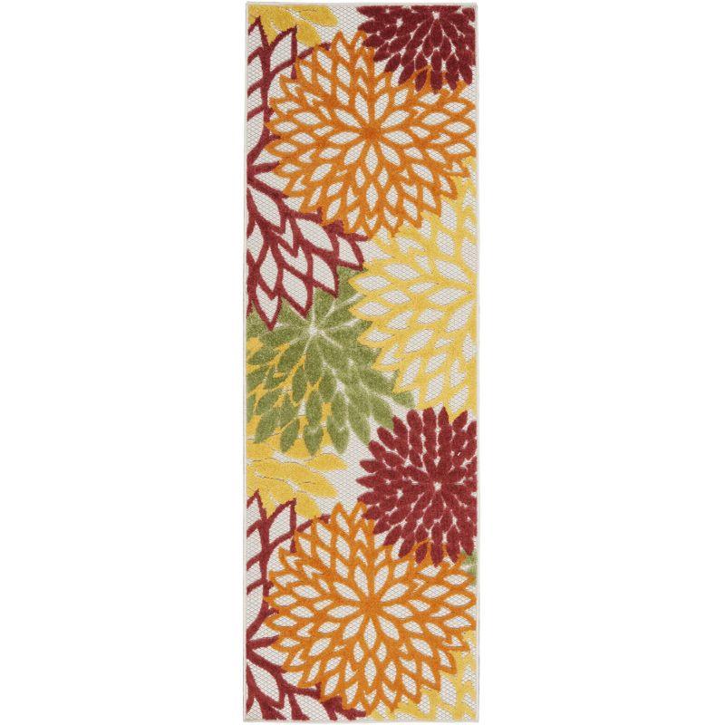 Tropical Elegance Red Floral Synthetic Runner Rug 2'x6'