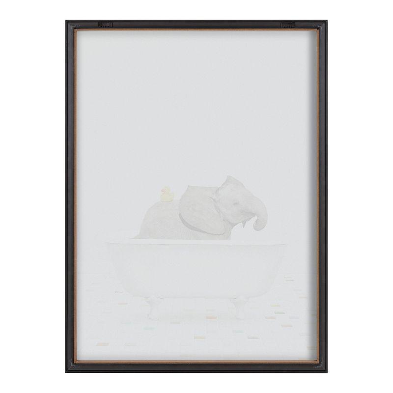 Baby Elephant Bath Time with Rubber Ducky Framed Art