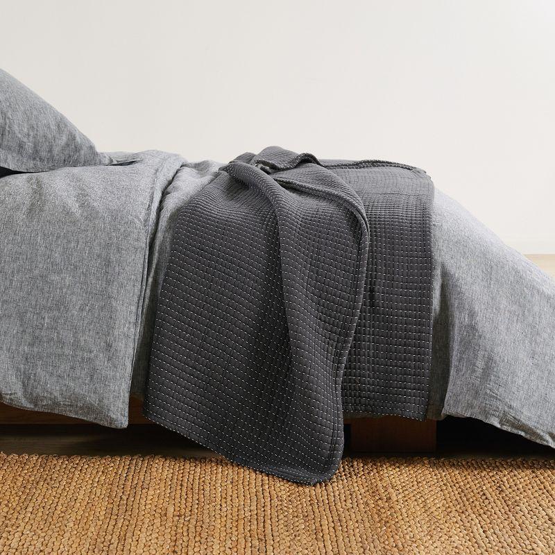 Caden Cotton Gauze Charcoal Coverlet - One King Coverlet - Levtex Home