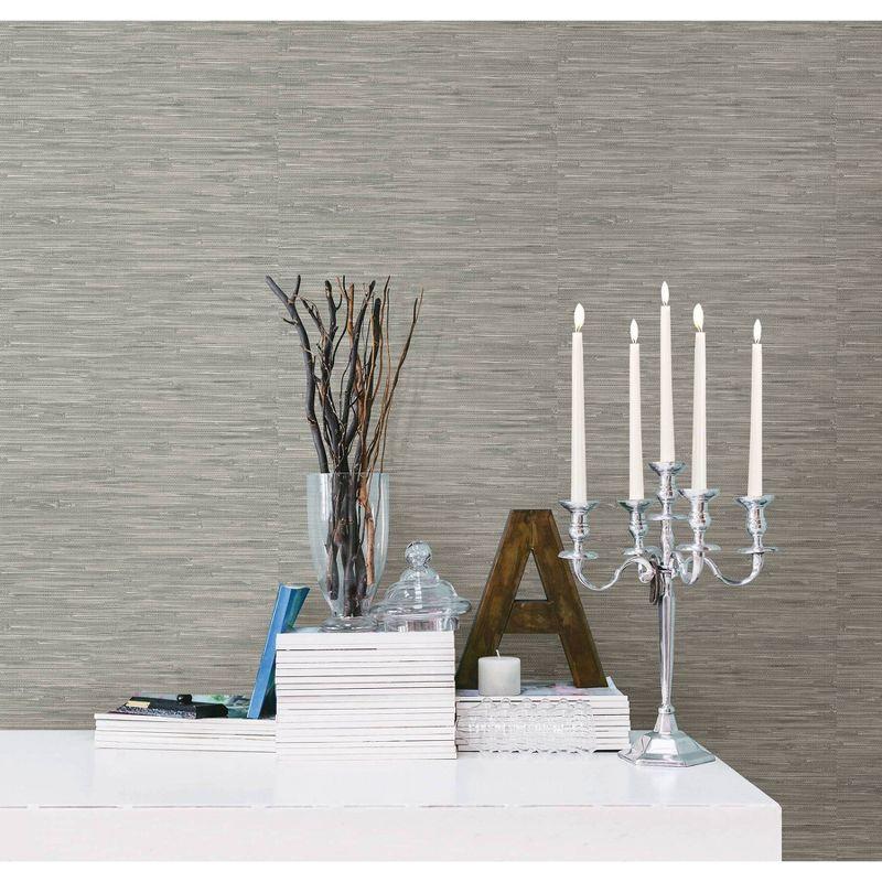 NuWallpaper Tibetan Grasscloth Peel & Stick Wallpaper Gray