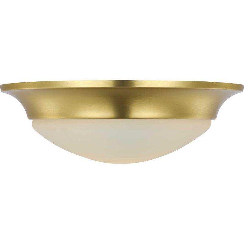 Progress Lighting, Etched Glass, 1-Light Flush Mount, Satin Brass, White Glass, Material: Steel, Finish Color: Satin Brass, Width: 11.5"