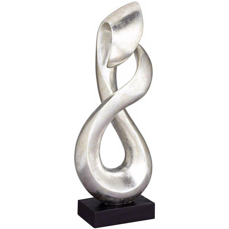 Silver Resin Infinity Sculpture with Black Stand