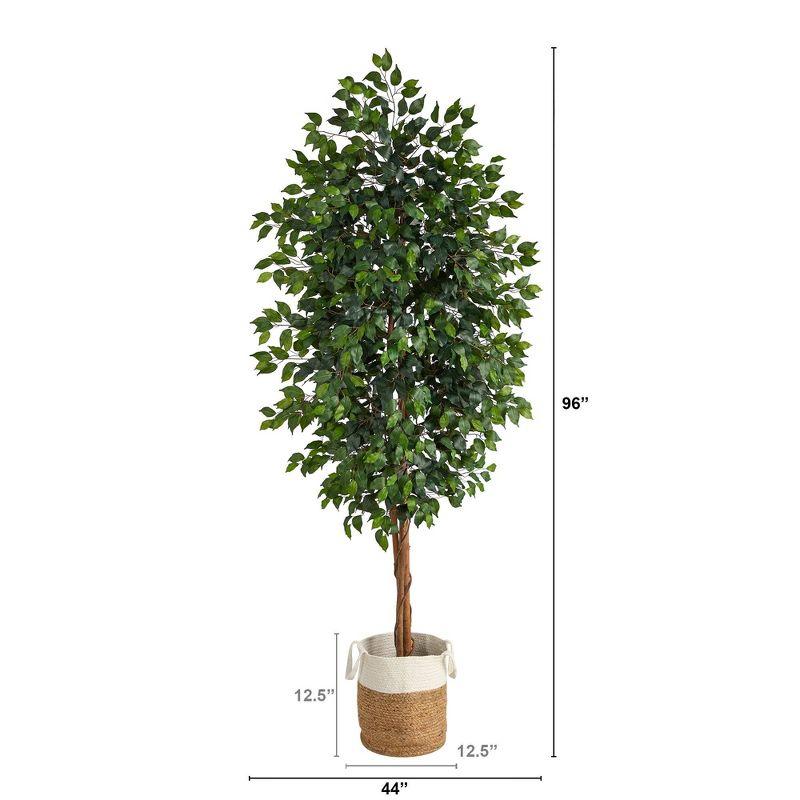 8ft Tall Ficus Artificial Tree with Cotton and Jute Planter