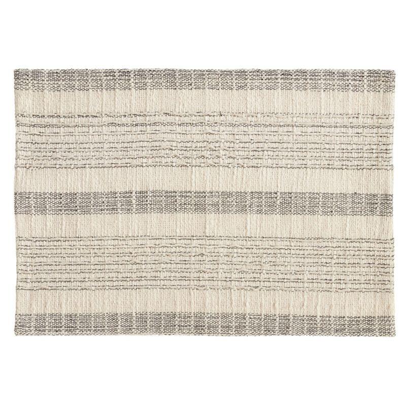 Ivory and Gray Woven Cotton Striped Placemat Set