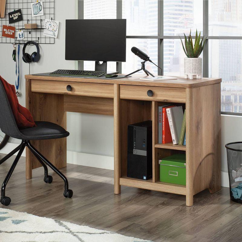 Timber Oak Computer Desk with Drawers and Shelves