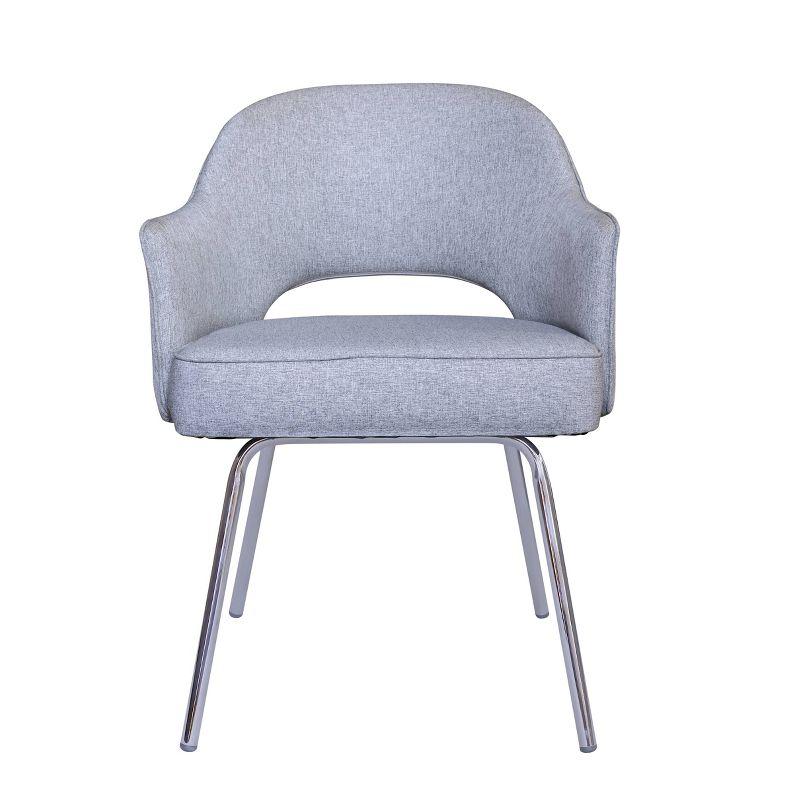 Guest Chair Gray Linen - Boss Office Products: Chrome Base, Mid-Century Modern, 275lbs Capacity