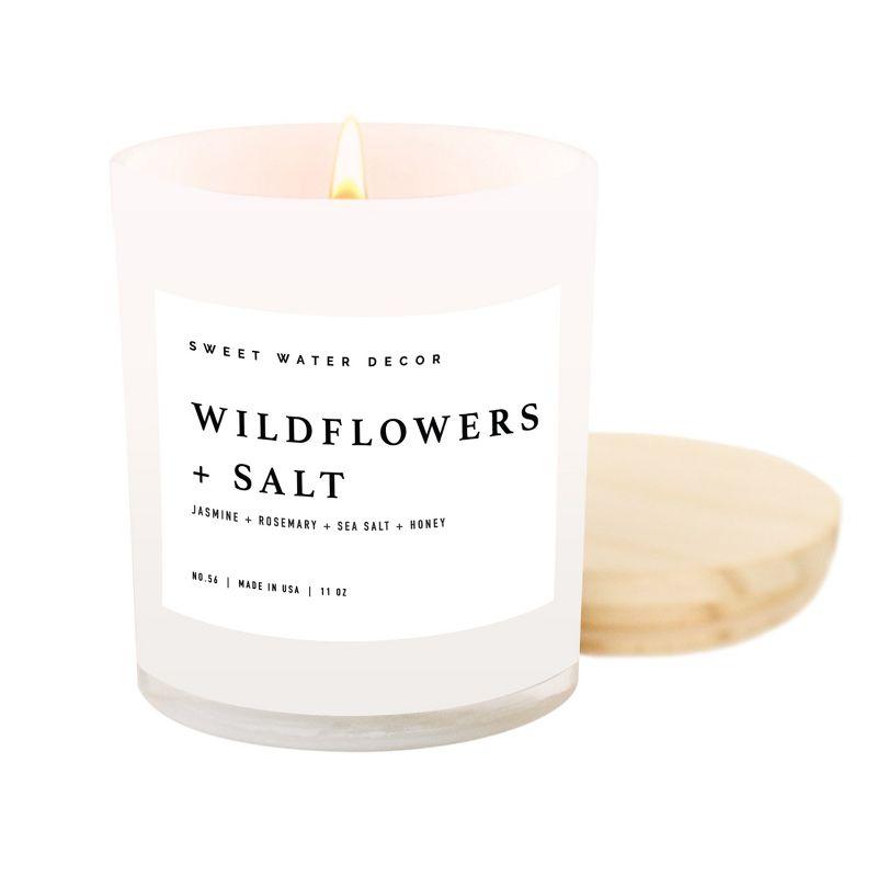 Sweet Water Decor Widlflowers and Salt 11oz White Jar Soy Candle