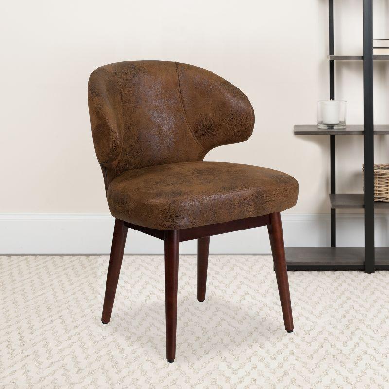 Posh Black LeatherSoft Side Chair with Walnut Legs