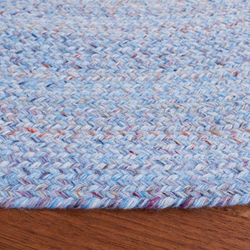 Coastal Charm Light Blue and Red Handwoven Round Rug