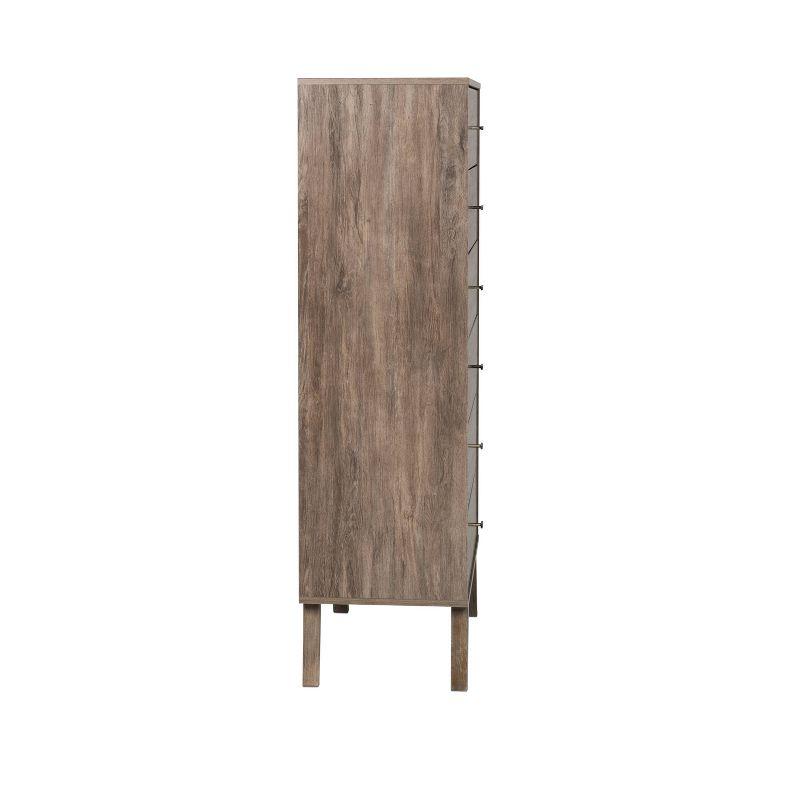 6 Drawer Milo Mid-Century Modern Tall Chest Drifted Gray - Prepac: Space-Saving Bedroom Storage