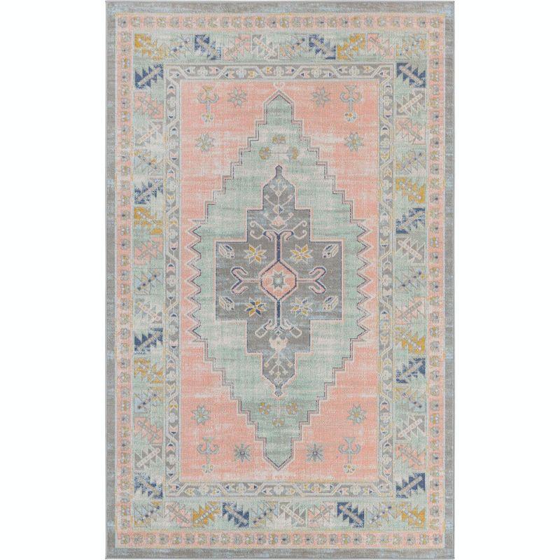 Unique Loom Whitney Collection Area Rug - Geneva (5' 3" x 8' Rectangle Pink/Blue)