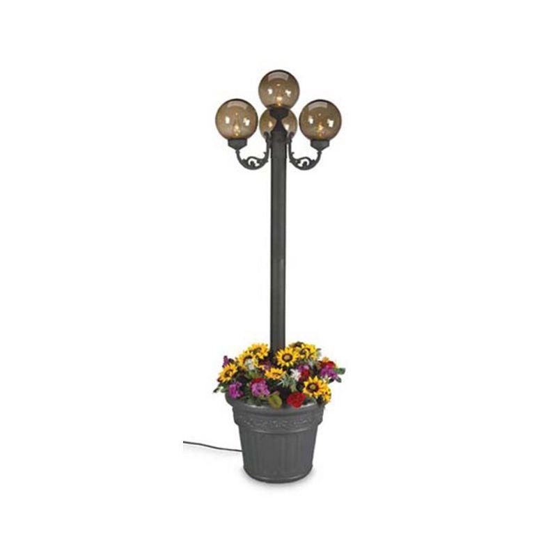 Elegant Outdoor 80" Black Aluminum Four-Globe Lantern Planter Lamp