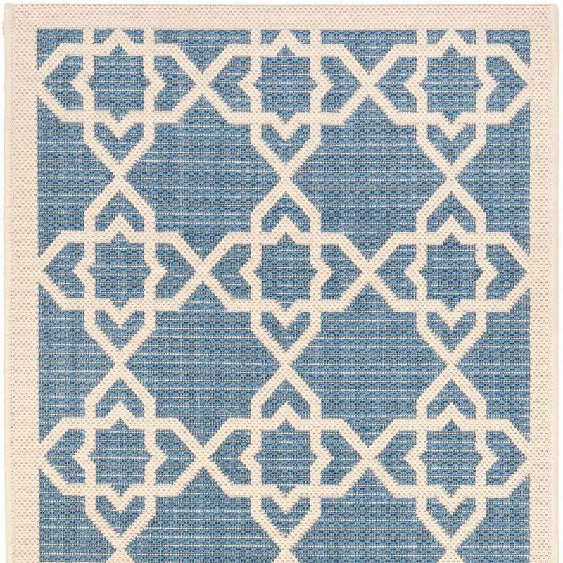 Courtyard CY6032 UV & Stain Resistant Non-Shedding Power Loomed Indoor/Outdoor Runner Rug - Blue/Beige - 2'3"x12' - Safavieh