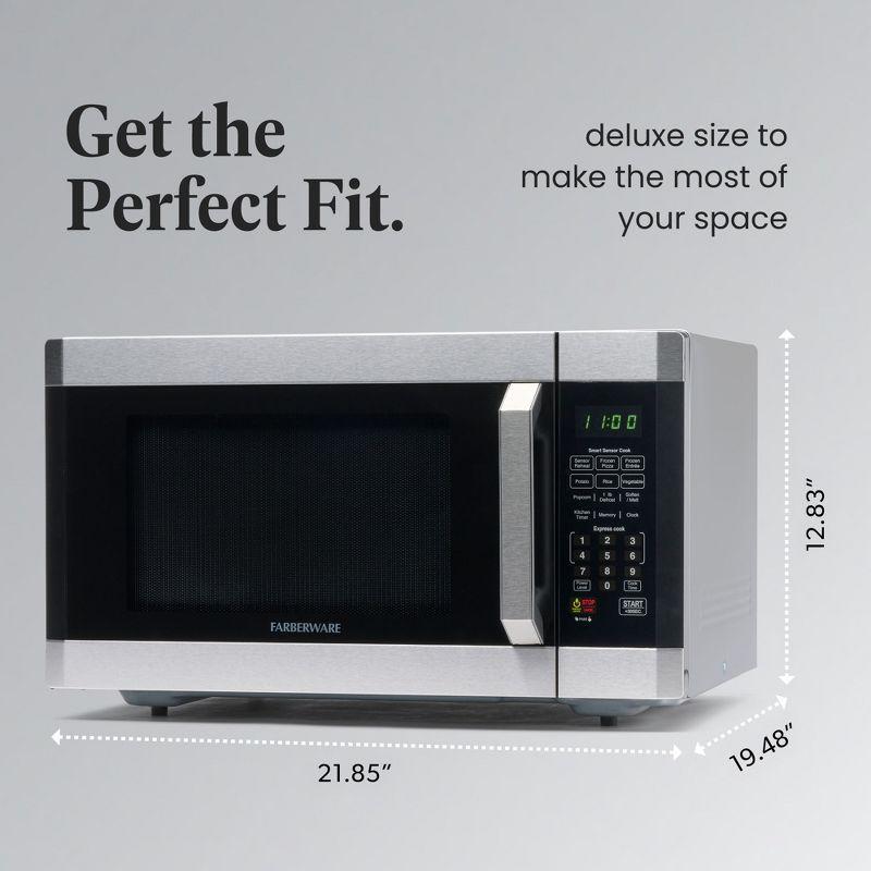 Farberware Professional 1.6 Cu. Ft. 1100-Watt Microwave Oven with Smart Sensor, Stainless Steel with Platinum
