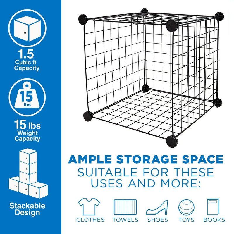 Mount-It! Wire Storage Cubes, 9-Cube Metal Grid Organizer | Modular Wire Shelving Units, DIY Closet Cabinet Organizer | 14" W x 14" H