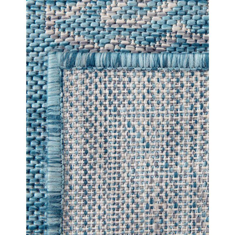 Aqua Blue Rectangular Synthetic Outdoor Area Rug