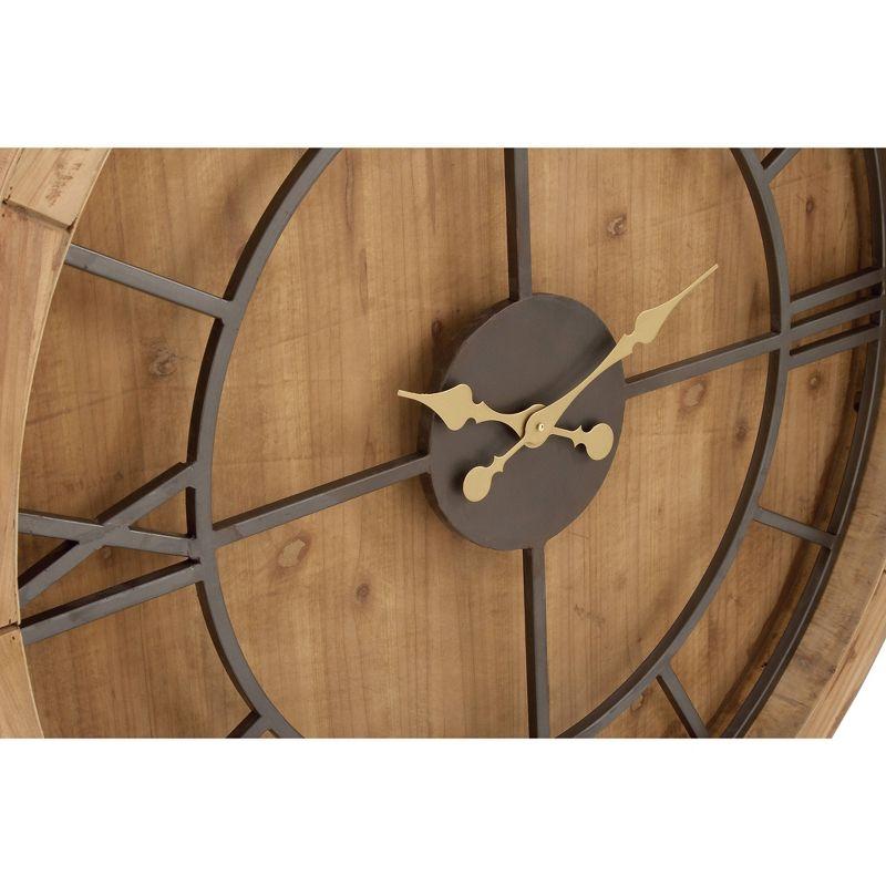 Mediterranean Wood Wall Clock Brown - Olivia & May: Oversized, Analog Display for Living Room, Indoor Use