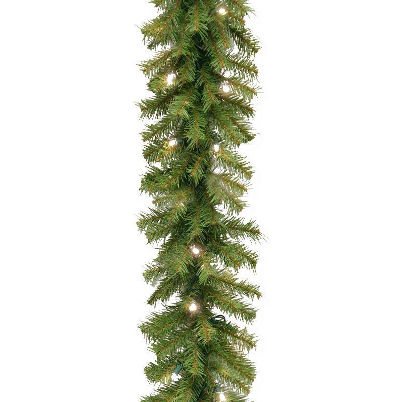 9ft Green Norwood Fir Garland with LED Lights