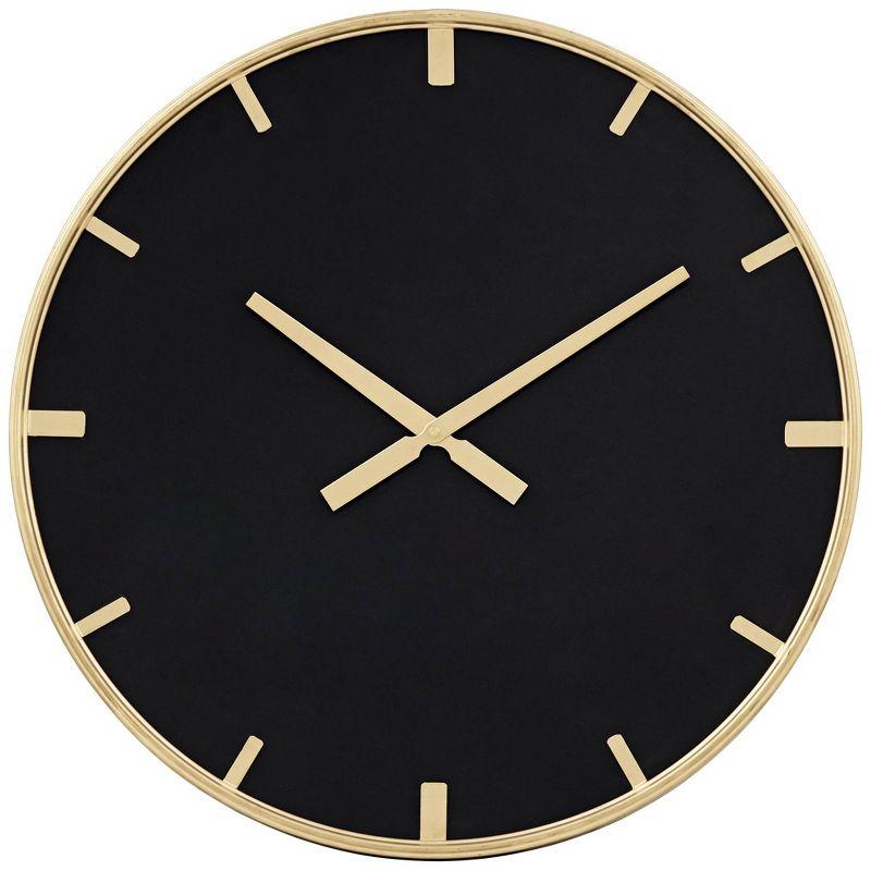 Canterbury 23.5" Gold and Glossy Black Round Wall Clock