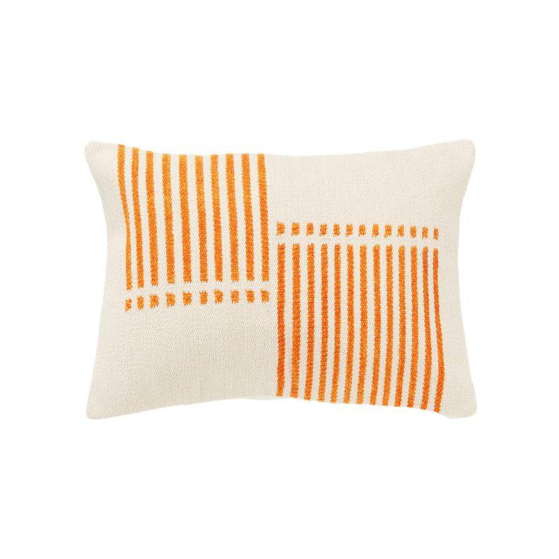 Carlus Striped Cotton Blend Reversible Throw Pillow