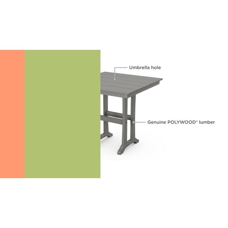 Farmhouse 37" Sand Polywood Outdoor Counter Height Bar Table