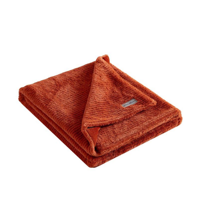 Eddie Bauer Eddie Bauer Ribbed Textured Stripe Solid Plush Throw Blanket