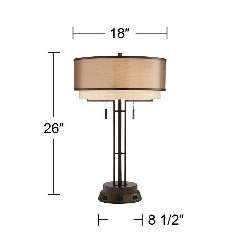 Bronze Industrial Table Lamp with USB and AC Power Outlet