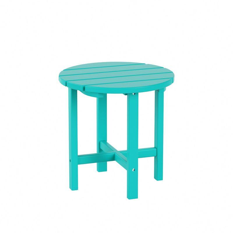 WestinTrends All-Weather Outdoor Patio Round Poly Adirondack Side Table, Turquoise