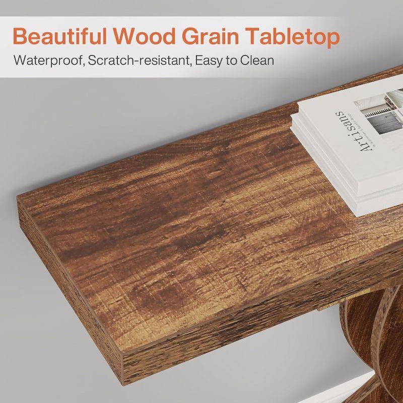 Tribesigns Modern 39-inch Console Tables, Farmhouse Entryway Table with Geometric Base, Wooden Narrow Hallway Table/Sofa Table for Living Room, Brown