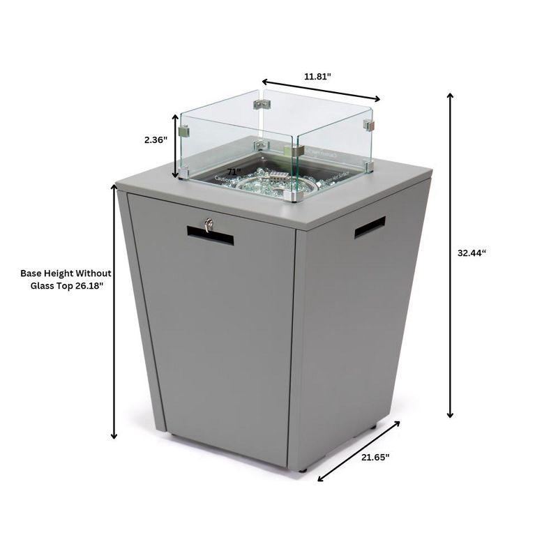 Chelsea Gray Gas Fire Pit Table with Glass Wind Guard