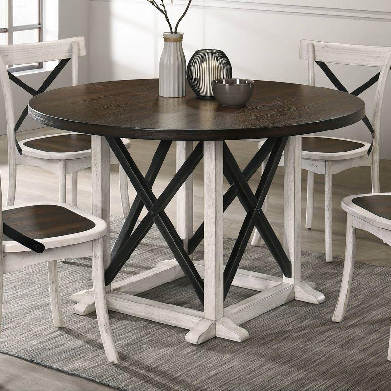 50" Round Reclaimed Wood Dining Table with Antique White Base