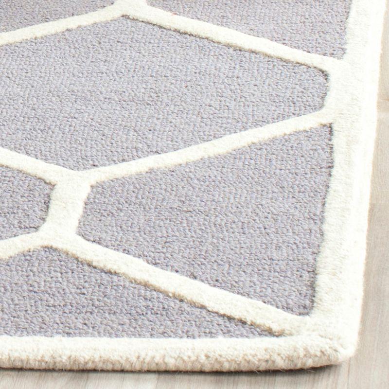 Silver and Ivory Hand-Tufted Wool Square Area Rug