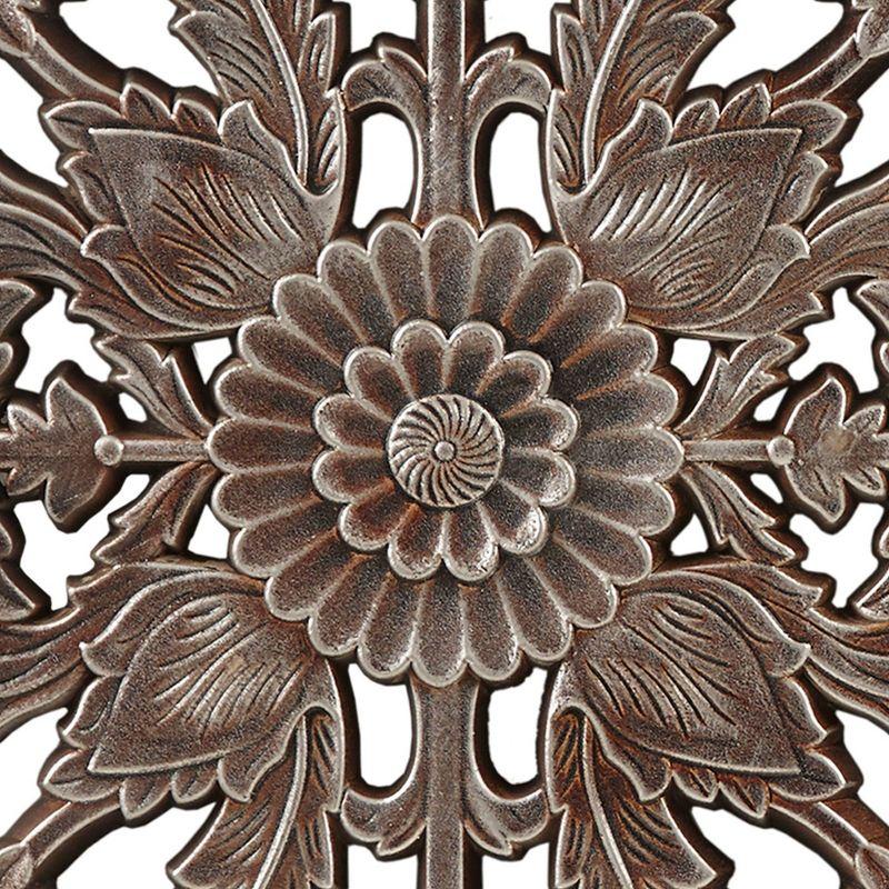 2pc Botanical Carved Wall Decor Panel Set Bronze - Madison Park: MDF Antique Finish, Vertical Orientation