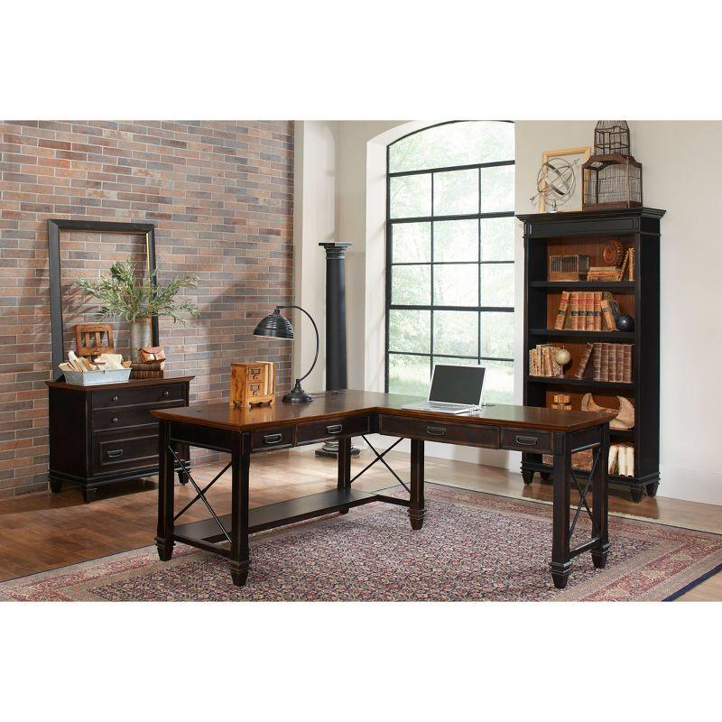 Hartford Open L Shaped Desk Brown - Martin Furniture: Vintage Style, Wire Mesh, Home Office