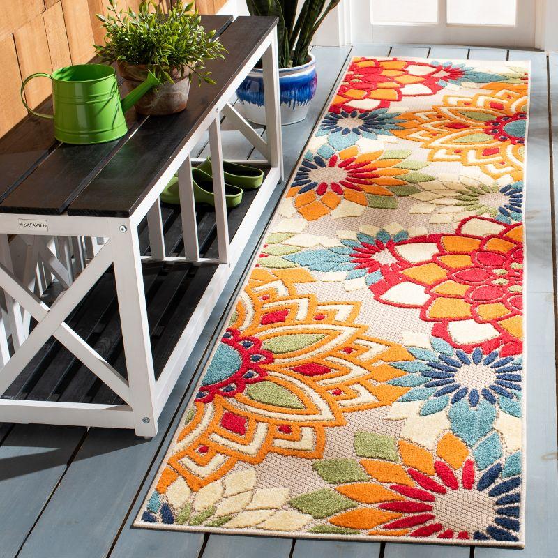 Cabana CBN328 Loomed Indoor Runner Rug - Ivory/Orange - 2'2"x7' - Safavieh