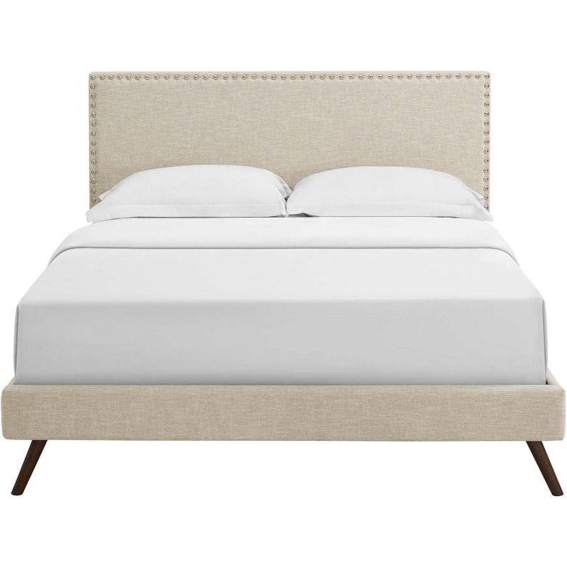 Modway Macie Queen Fabric Platform Bed with Round Splayed Legs