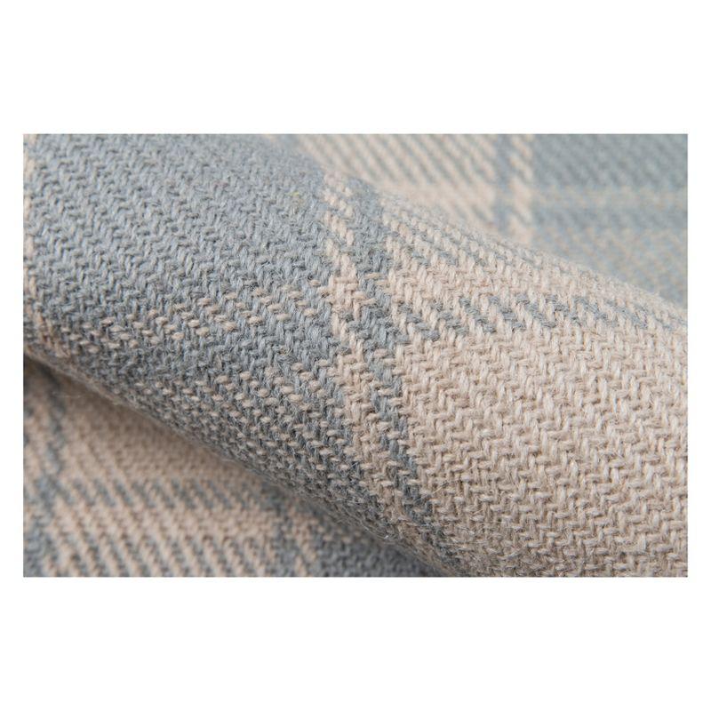 Plaid Hand-Woven Flatweave Wool Light Blue Area Rug