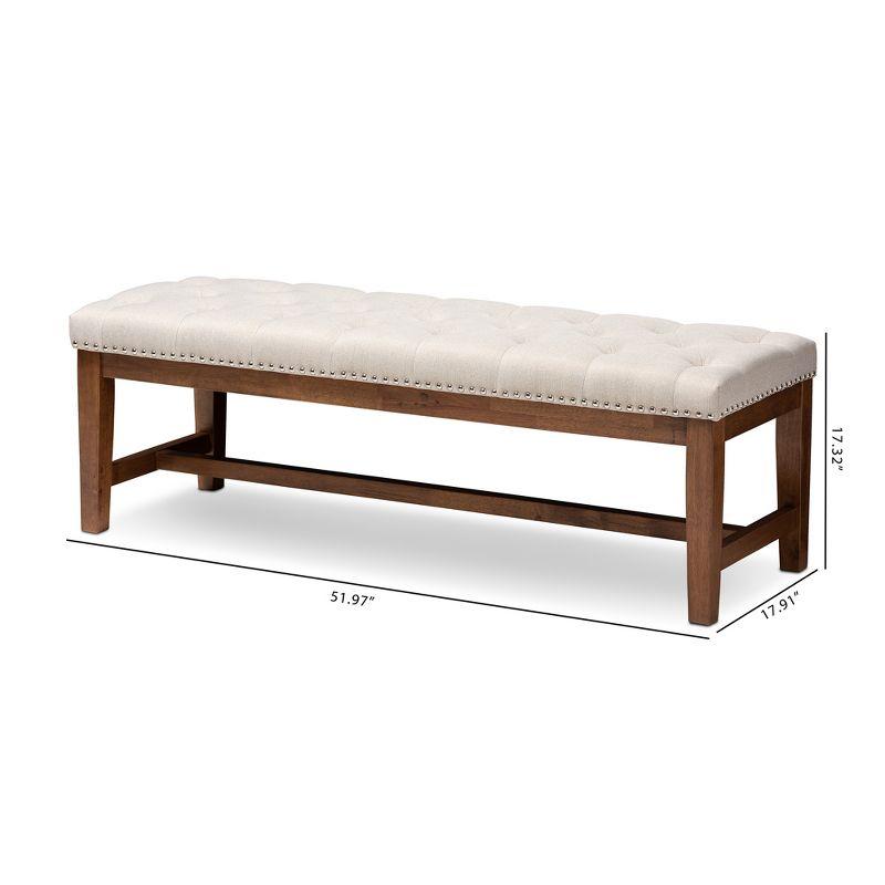 Ainsley 52" Light Beige Fabric Walnut Rubberwood Bench