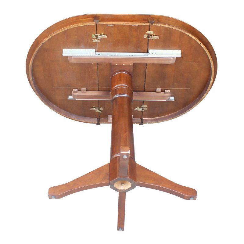 International Concepts 36" Magnolia Round Top Counter Height Dining Table with 12" Leaf Espresso: Hardwood Pedestal Base, Seats 4