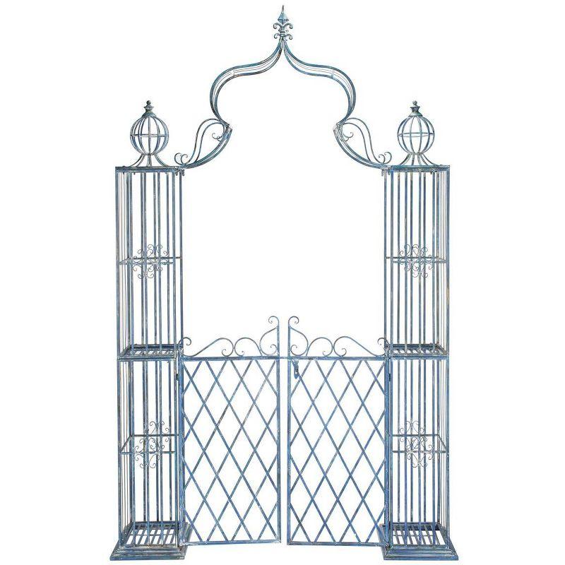 Antique Blue Iron Victorian Romance Garden Arbor