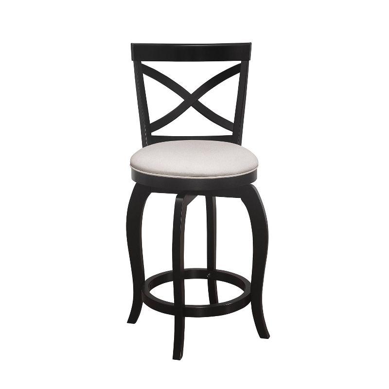 Ellendale 38'' Black Wood Swivel Counter Height Stool with Fog Gray Seat