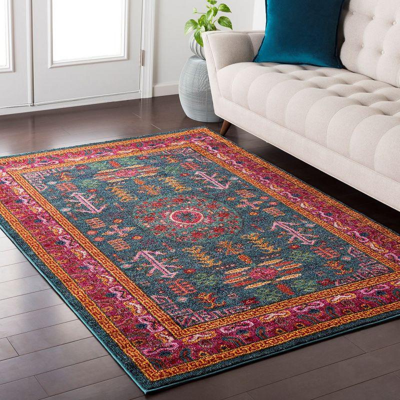 Elysian Blue Oriental-Inspired 8' x 10' Synthetic Area Rug