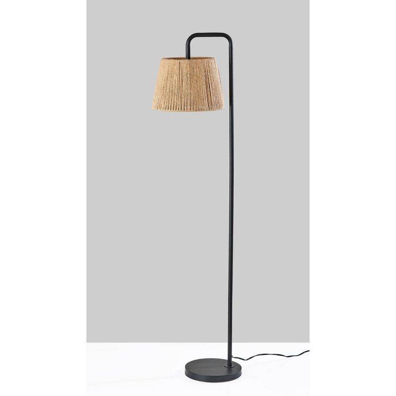 Adesso Tahoma Floor Lamp Black: Modern Metal Lighting with Polyester Drum Shade, UL Listed