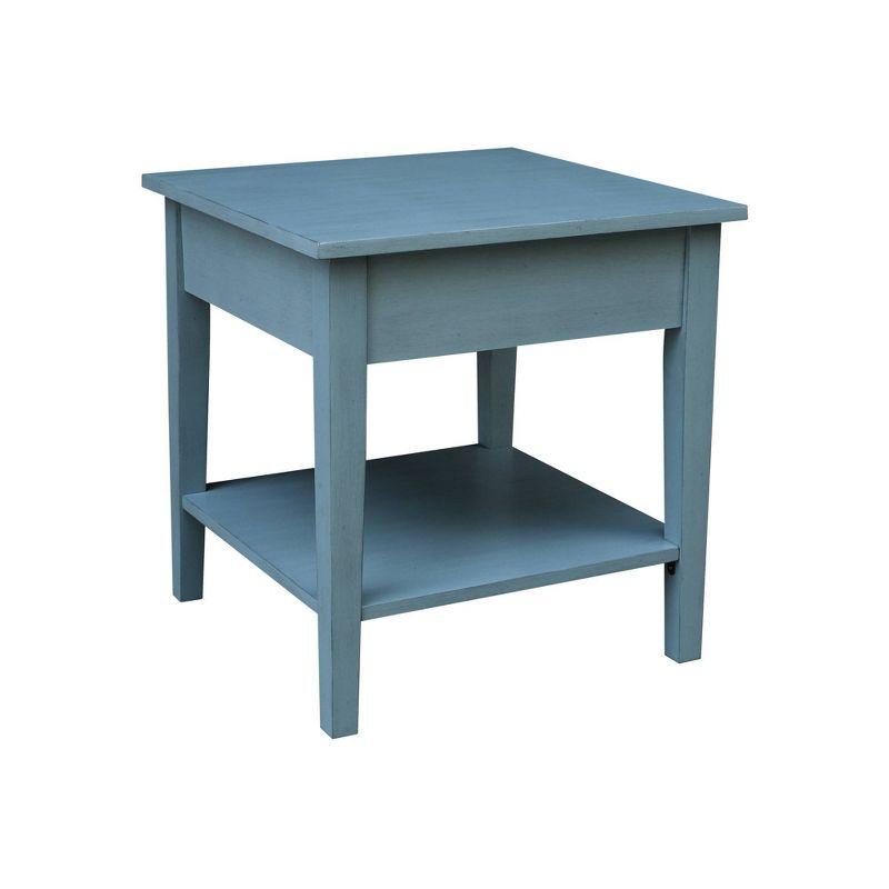 International Concepts Spencer End Table Antique Ocean Blue: Hardwood Frame, 25" High, Square Shape, Spot Clean