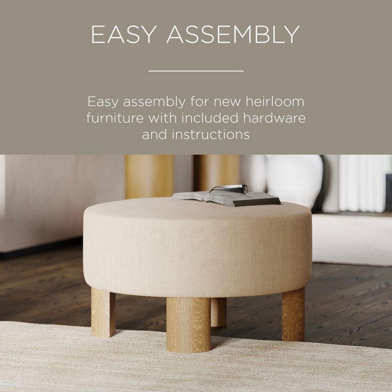 Maven Lane Celia Contemporary Upholstered Ottoman with Refined Wood Finish