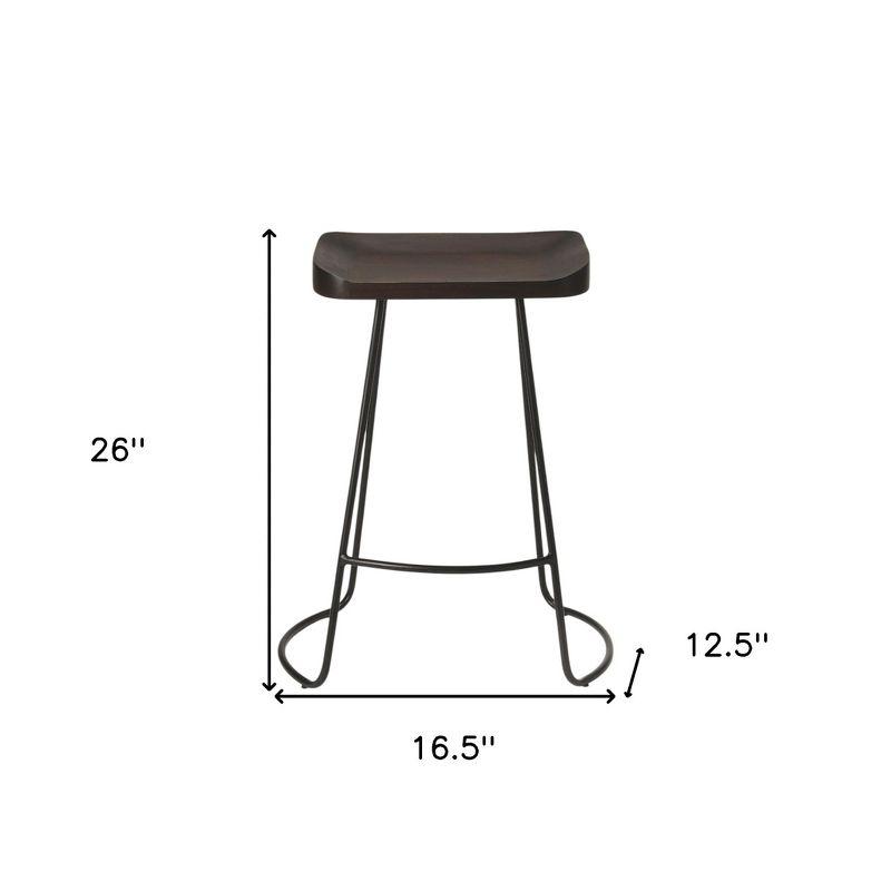 HomeRoots 26" Dark Brown And Black Iron Backless Counter Height Bar Chair