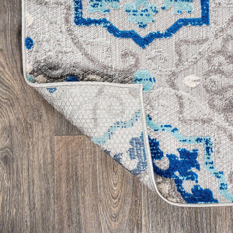3'x5' Mediterranean Medallion Indoor/Outdoor Area Rug, Blue/Gray - JONATHAN Y