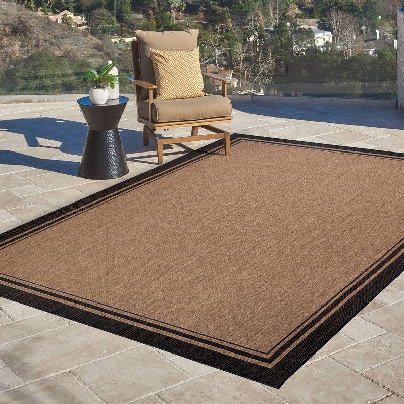 Gertmenian Paseo Soroa Chestnut Brown/Black Classic Border Indoor/Outdoor Flatweave Area Rug