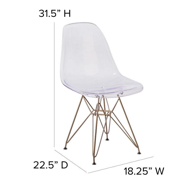 Flash Furniture Elon Series Ghost Chair with Gold Metal Base