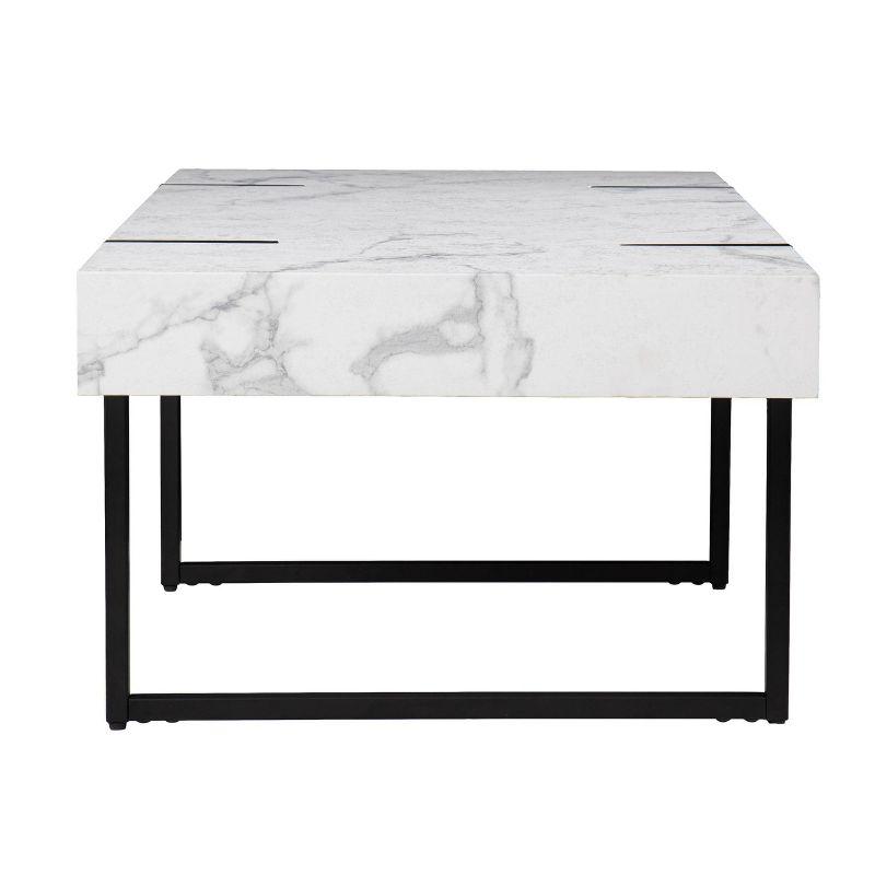 Wennan Modern Faux Marble Cocktail Table Black/White - Aiden Lane: Chic, Rectangular, Loop Leg Design